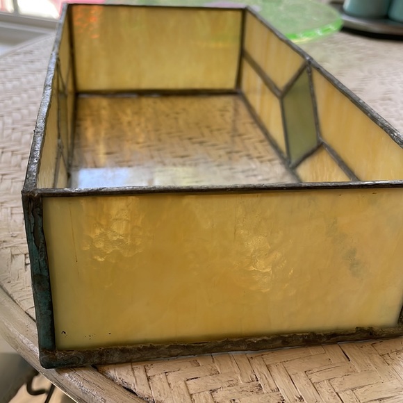 Vintage Artisan Crafted Stained Glass Clear Bottom Box 10”X 5” - Picture 5 of 6